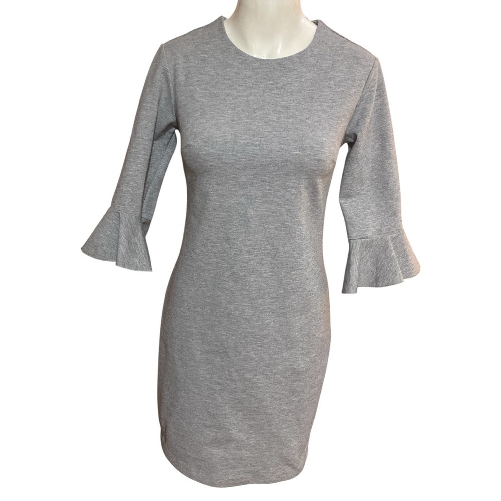 Banana Republic Gray Flutter Sleeve Shift Dress Size 2 - Picture 2 of 7